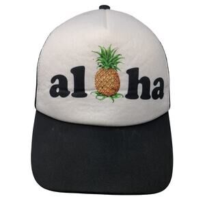 Aloha Snapback Trucker Hat Black One Size Mesh Back Surfware Hawaiian Classics